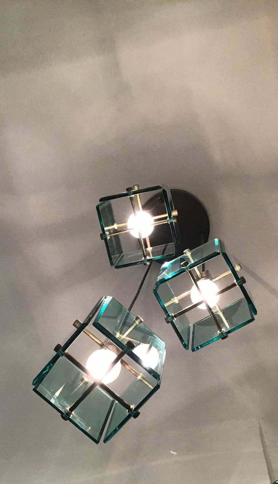 photo vinterior Cristal Arte Chandelier Glass Brass Metal, 1950, Italy