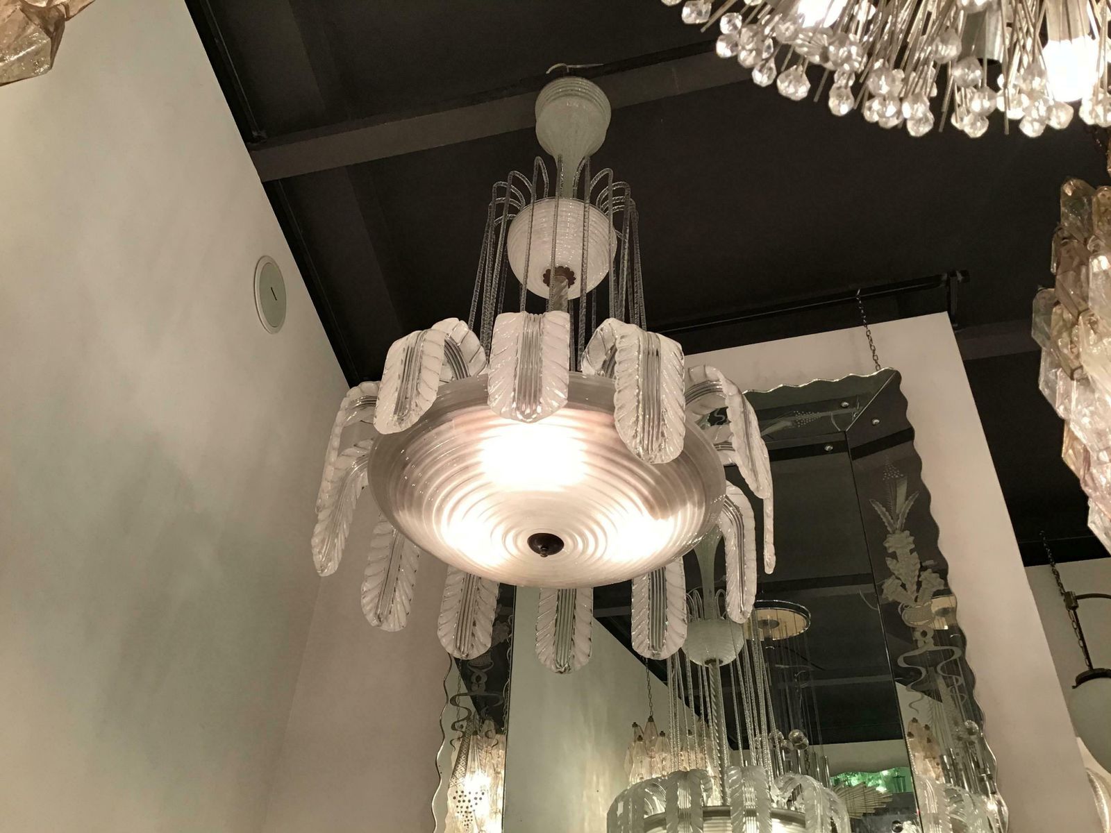 Lighting Barovier E Toso Chandelier Murano Glass Brass, 1930, Italy photo