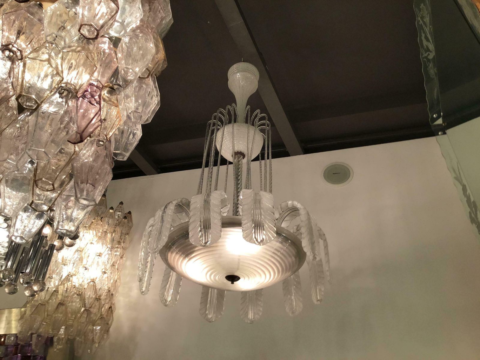 photo vintage Barovier E Toso Chandelier Murano Glass Brass, 1930, Italy