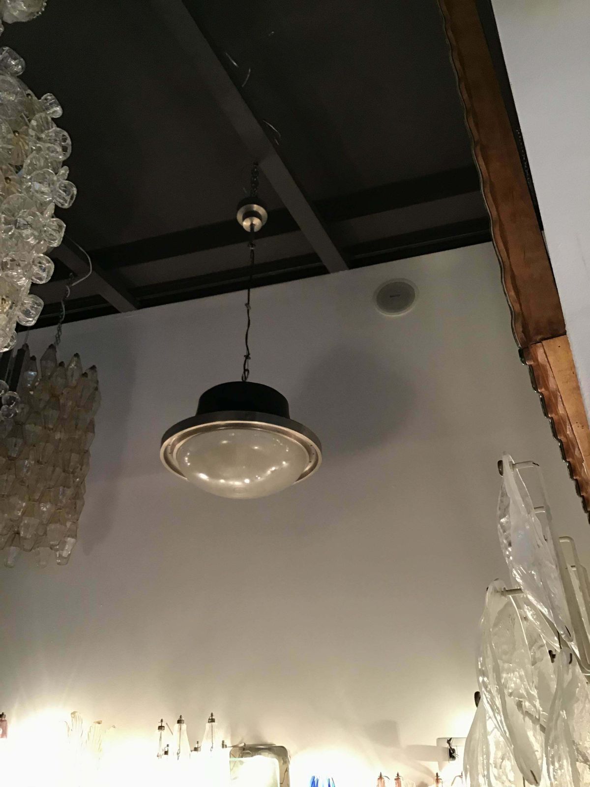 Artemide Sergio Mazza Chandelier “Tau” 1960 Iron Stamp Glass Lacquered Aluminium photo Lighting