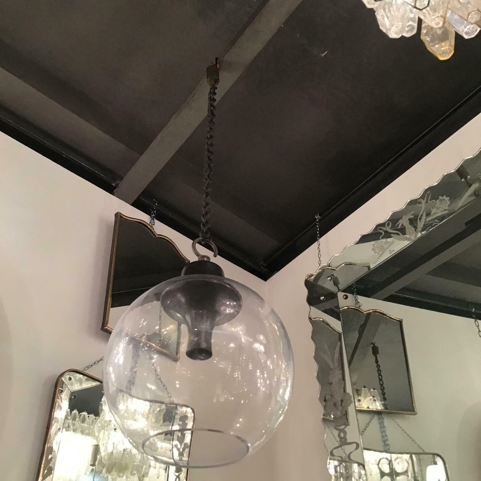 photo furniture Azucena Luigi Caccia Dominioni Ls10 Chandelier Glass Brass 1960