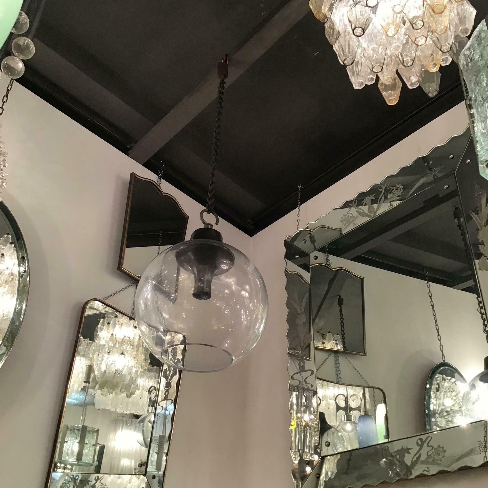 photo vinterior Azucena Luigi Caccia Dominioni Ls10 Chandelier Glass Brass 1960