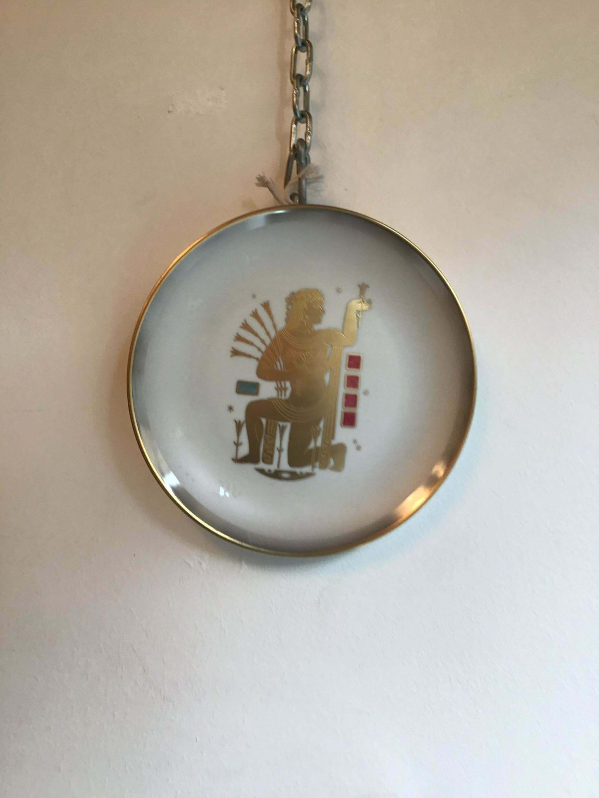 Morbelli Zodiac Plate “Virgin” Porcelain Gold, 1950, Italy photo 497.0