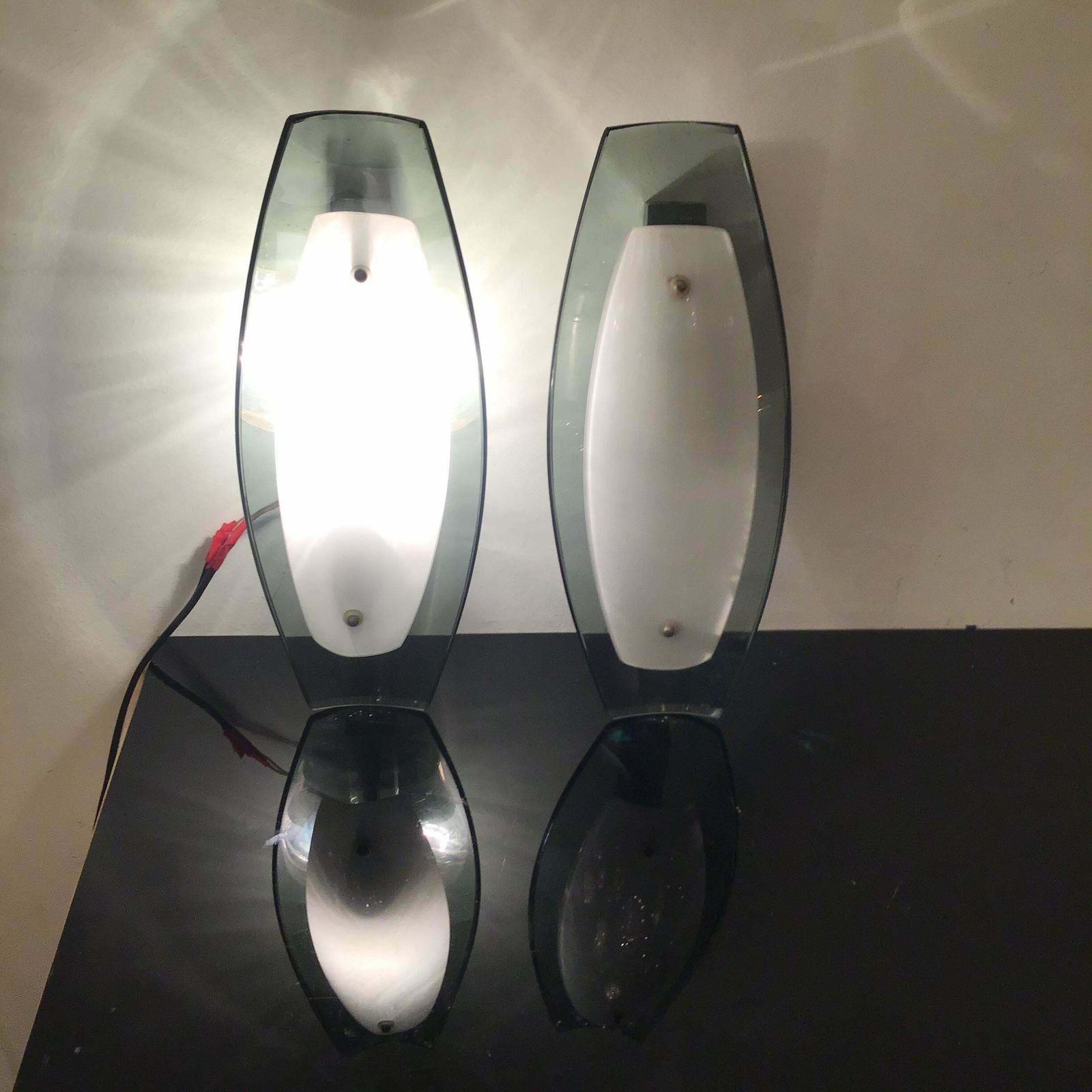 Fontana Arte Sconces Metal Crome Glass 1950 Italy photo buy