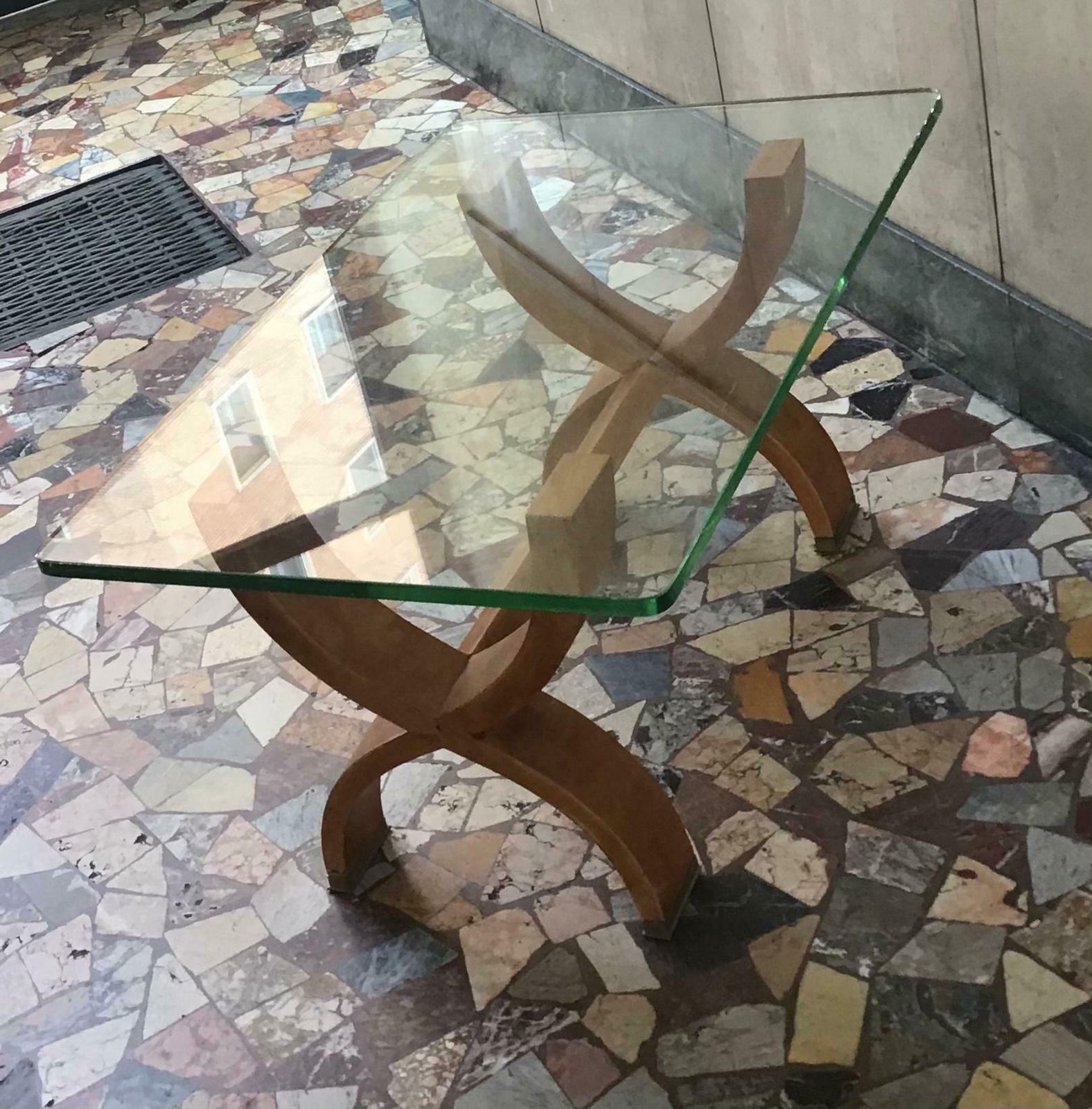Osvaldo Borsani Coffe’ Table Brass Glass Wood 1950 Italy photo vinterior