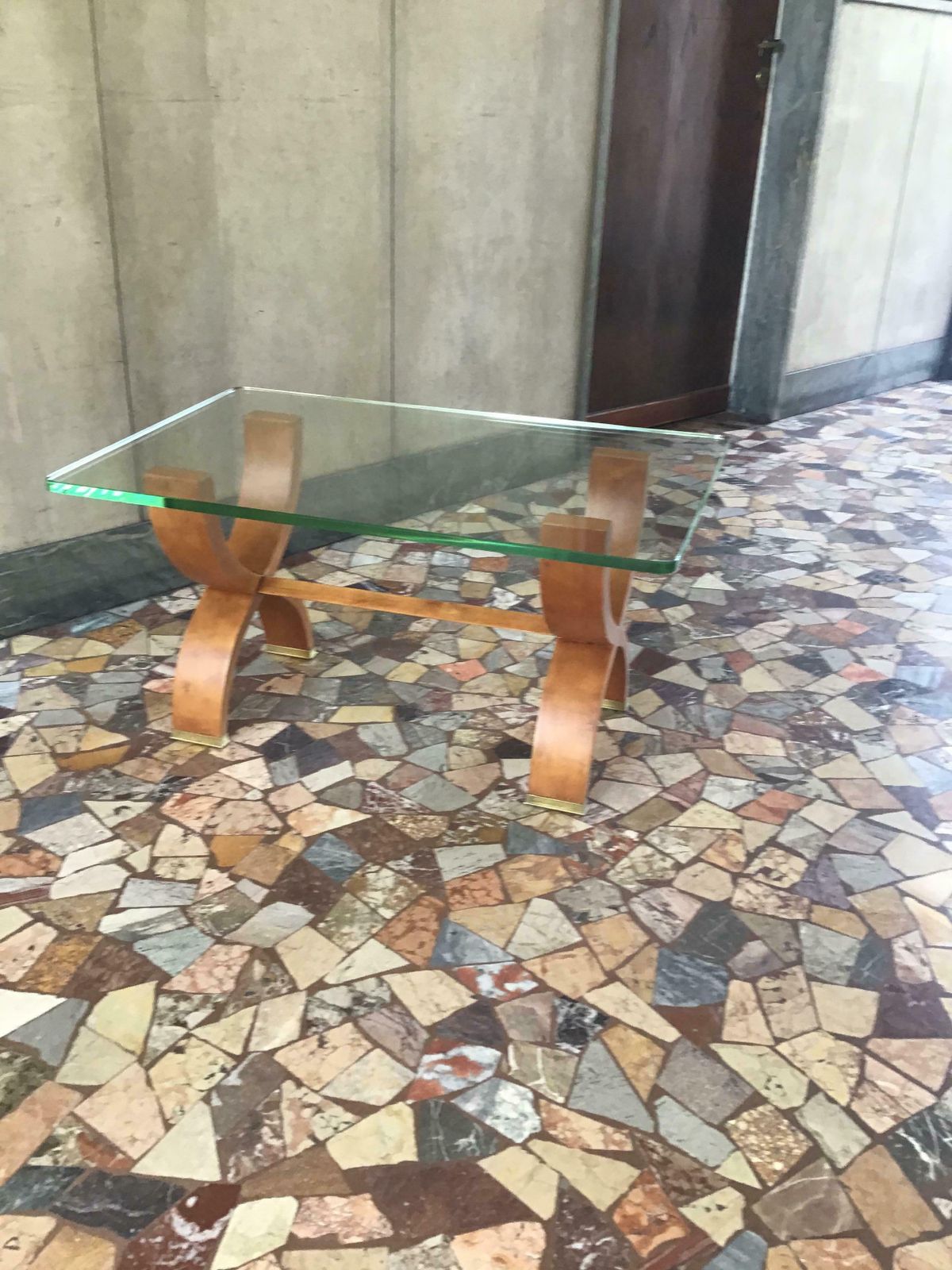 photo for sale Osvaldo Borsani Coffe’ Table Brass Glass Wood 1950 Italy
