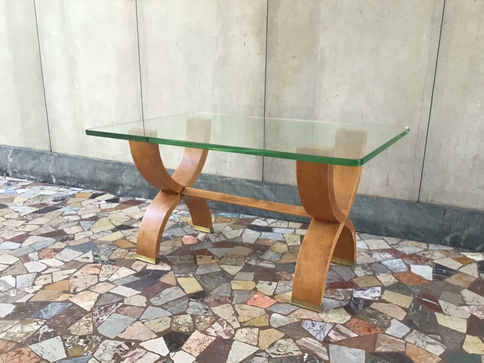photo buy Osvaldo Borsani Coffe’ Table Brass Glass Wood 1950 Italy