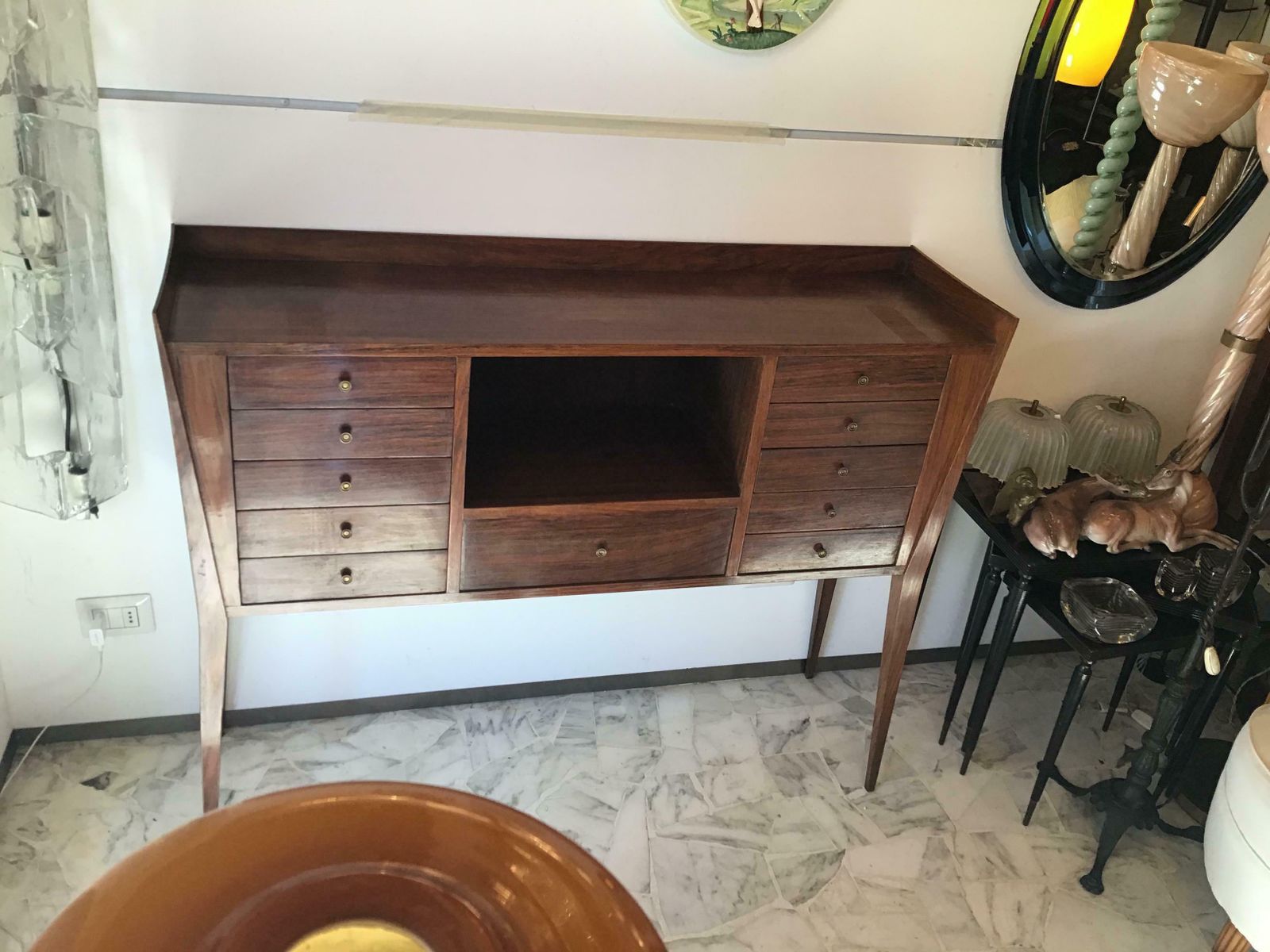 La Permanente Mobili Cantù Container Display Cabinet Brass Wood, 1950, Italy photo Furniture