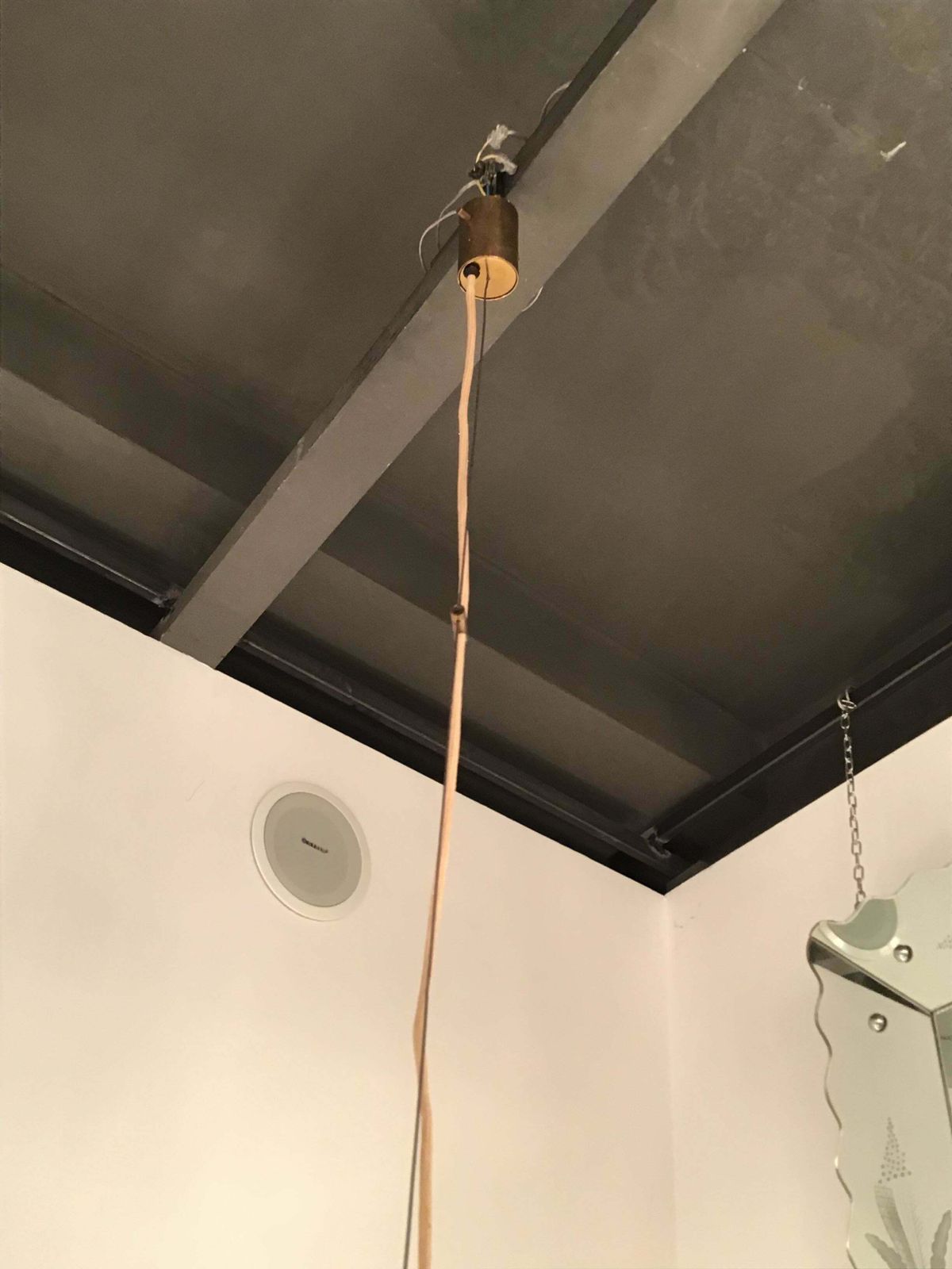 photo for sale Stilnovo Chandelier Opaline Glass Brass Height Adjustable 1950 Italy