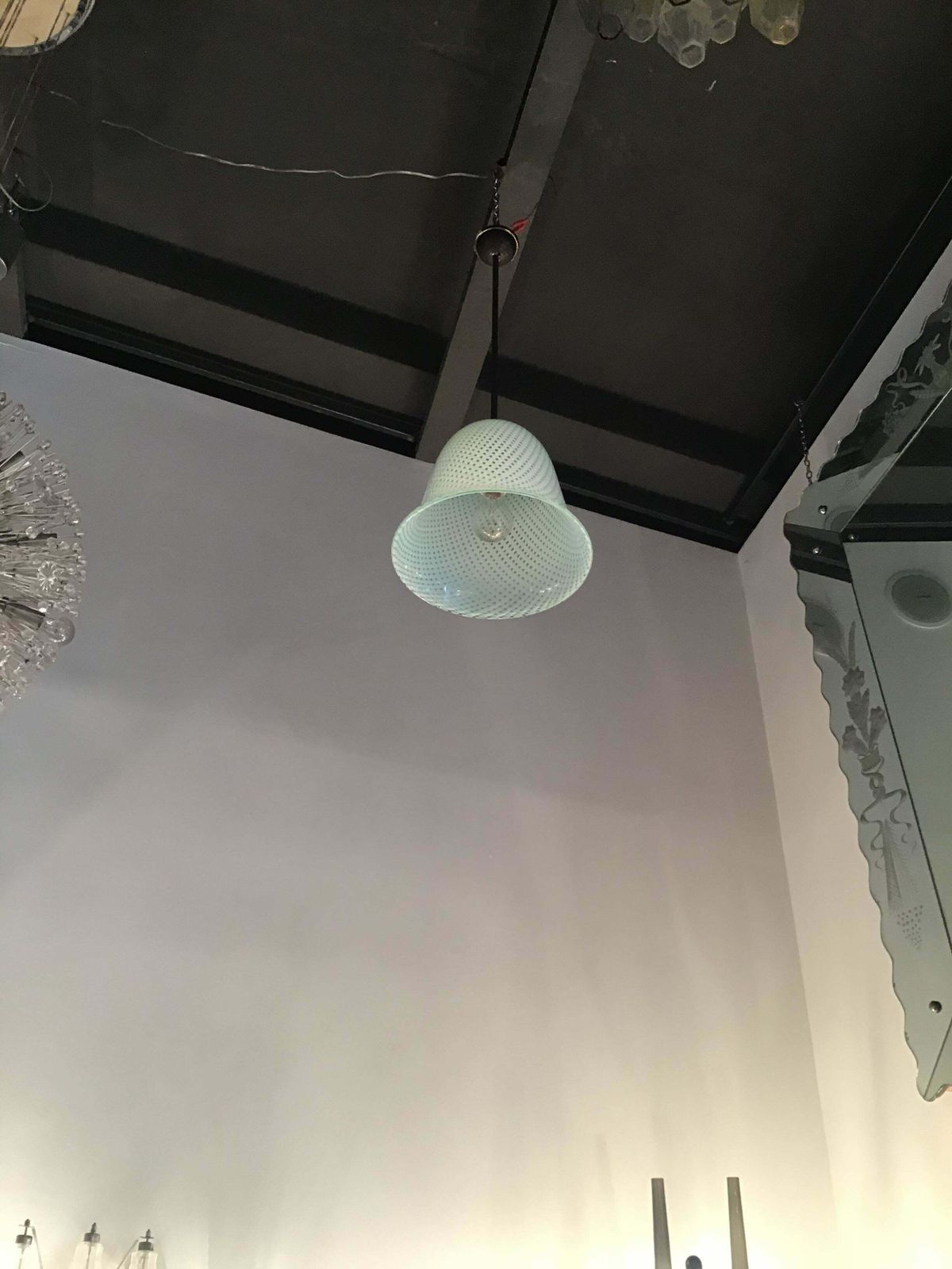 photo for sale Venini “Filigrana “Chandelier Murano Glass Metal Brass 1930 Italy