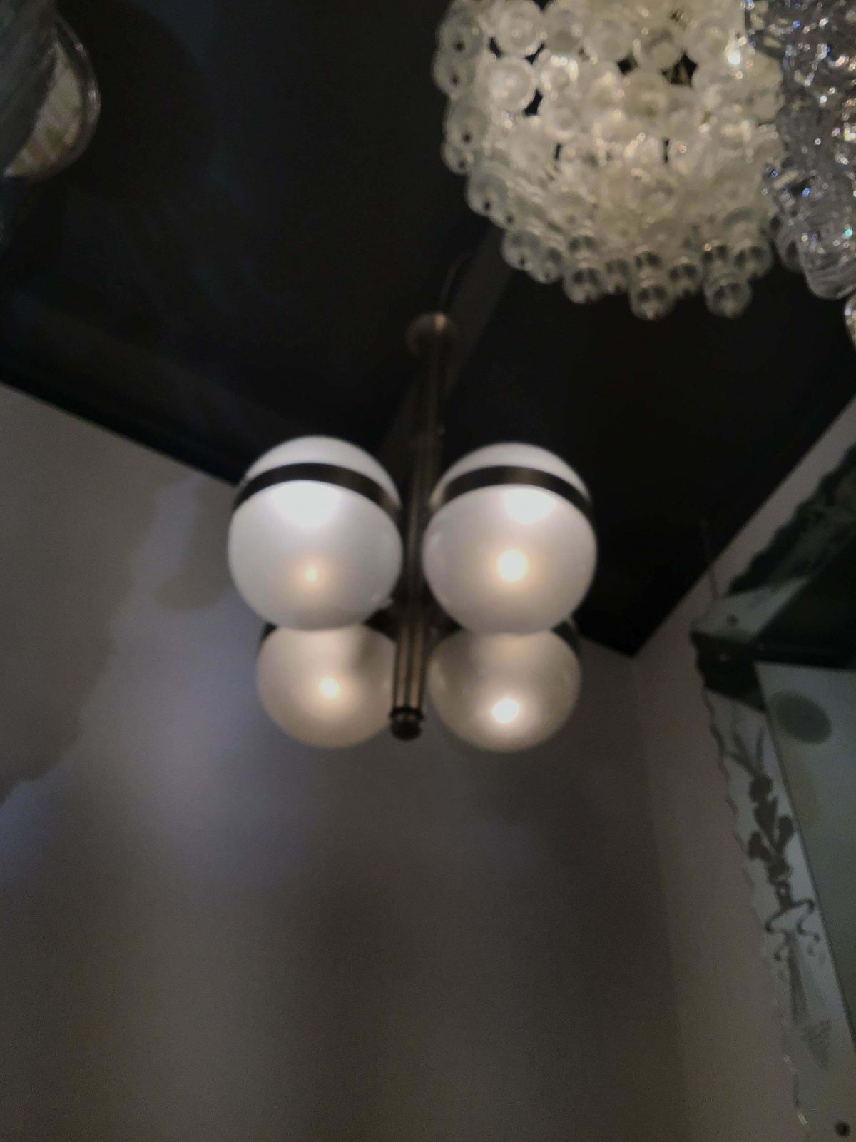 Sergio Mazza “Artemide” 1961 Chandelier 8 L Tetraclio Nickel Plated Brass Glass photo Lighting