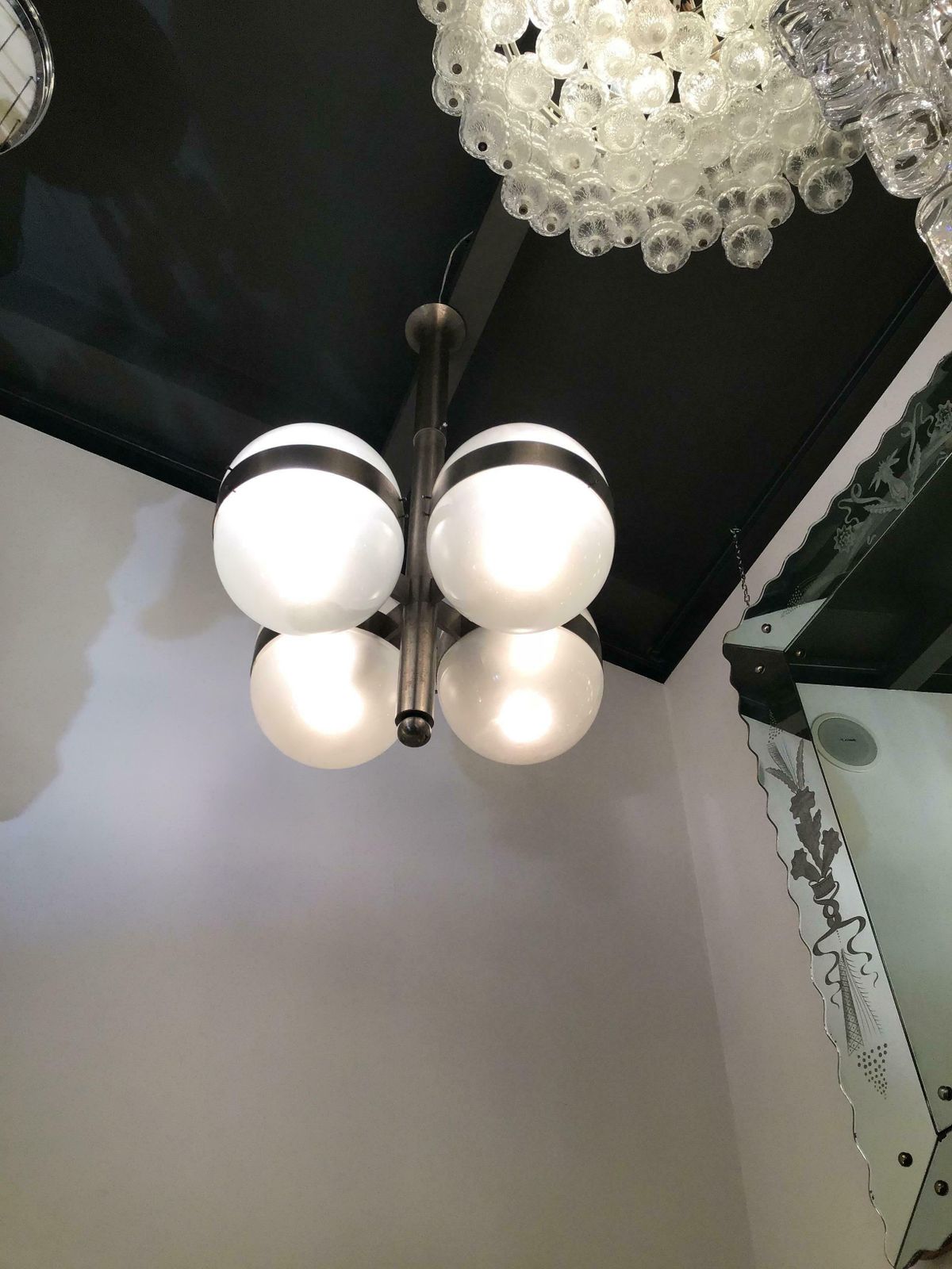 Sergio Mazza “Artemide” 1961 Chandelier 8 L Tetraclio Nickel Plated Brass Glass photo 2260.0