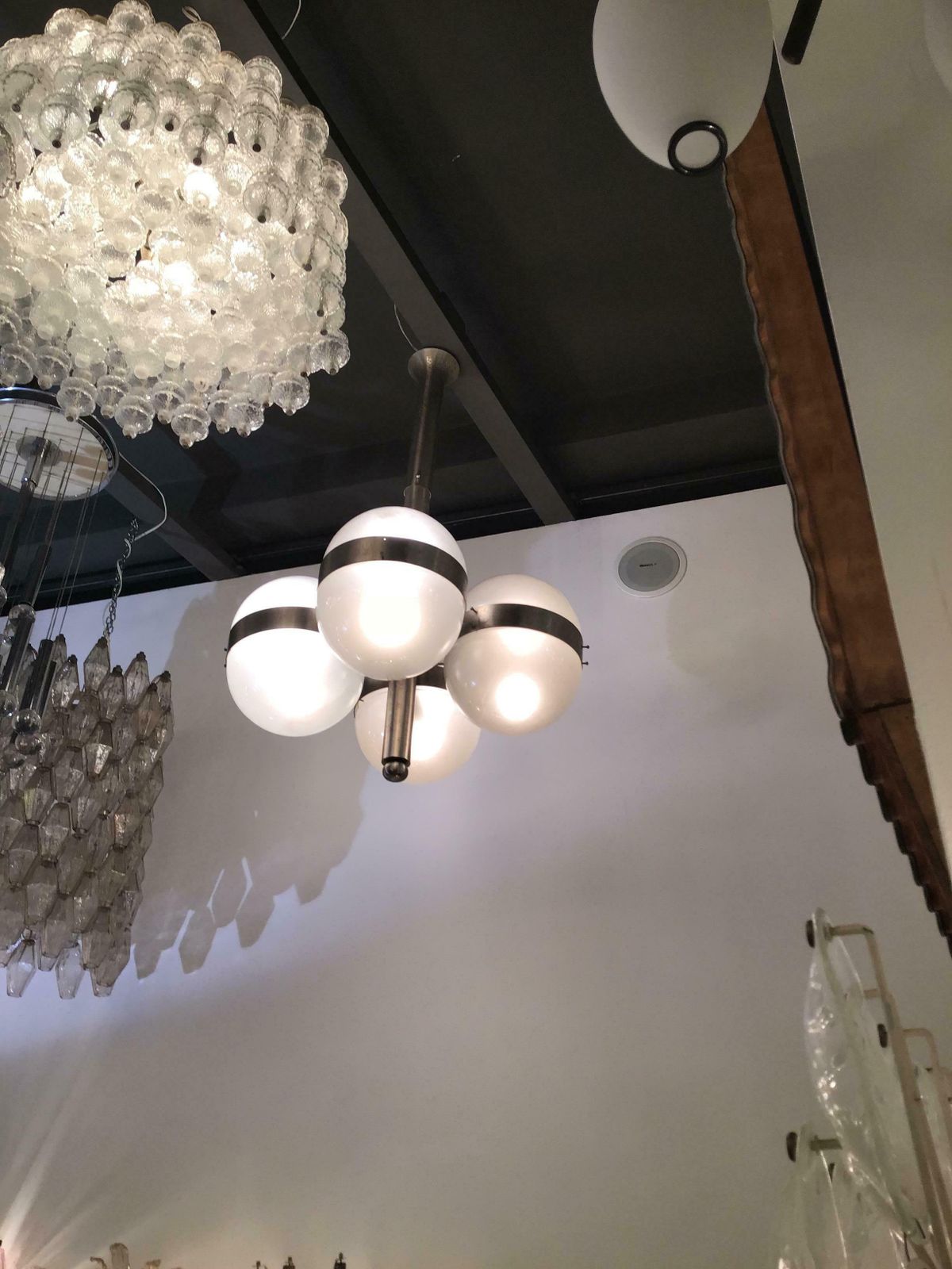Sergio Mazza “Artemide” 1961 Chandelier 8 L Tetraclio Nickel Plated Brass Glass photo buy