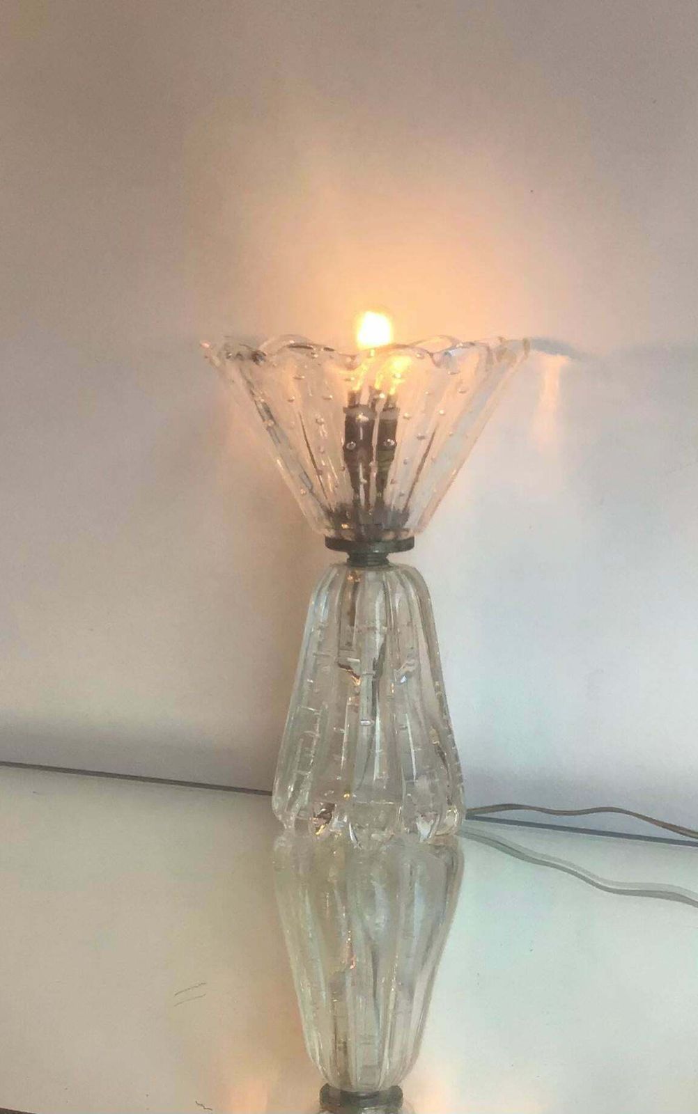 photo furniture Barovier E Toso Table Lamp Murano Glass Metal Crome 1940 Italy