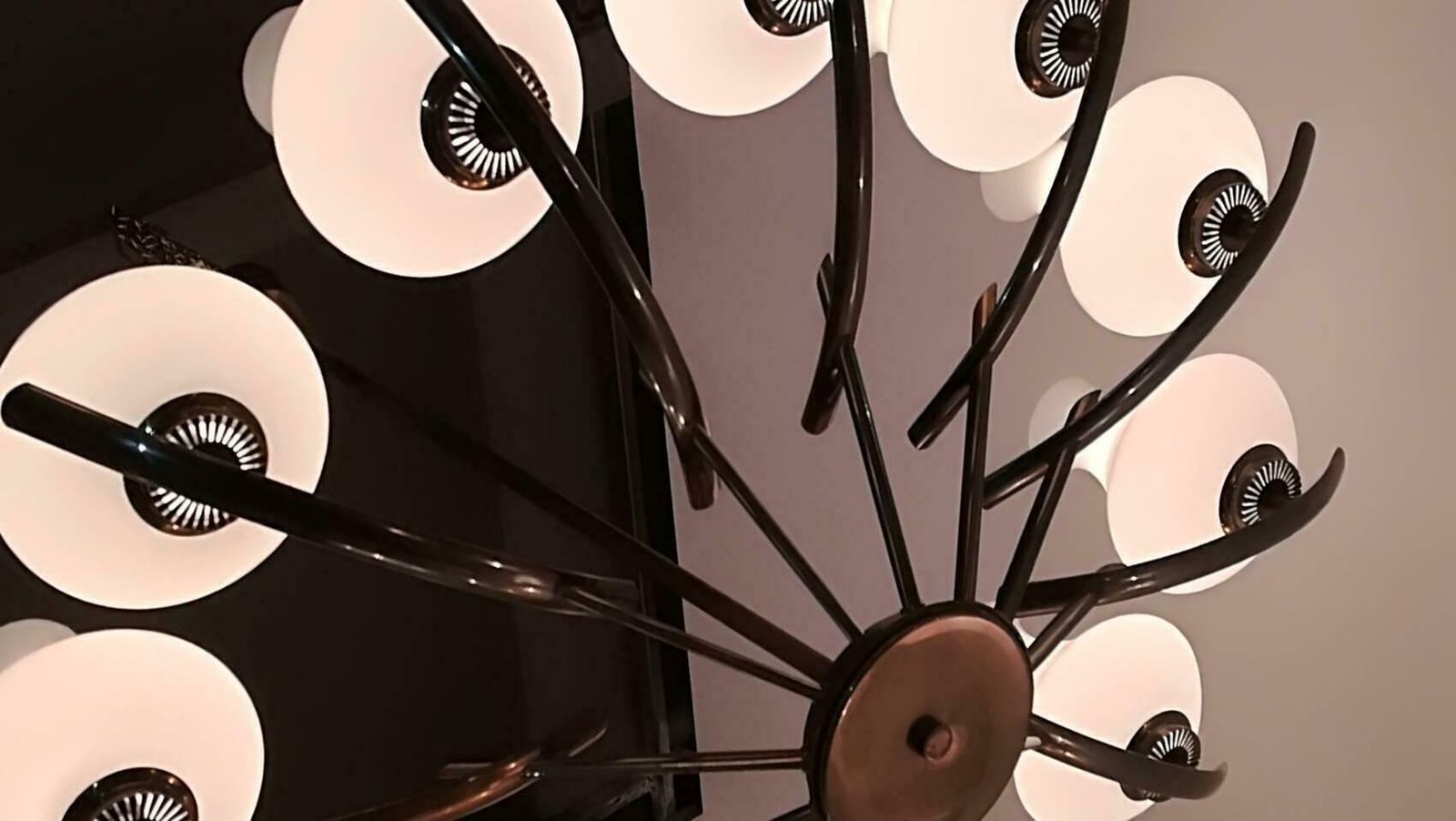 Arredoluce 12 Lights Brass And Glass Italian Chandelier, 1940 photo Lighting