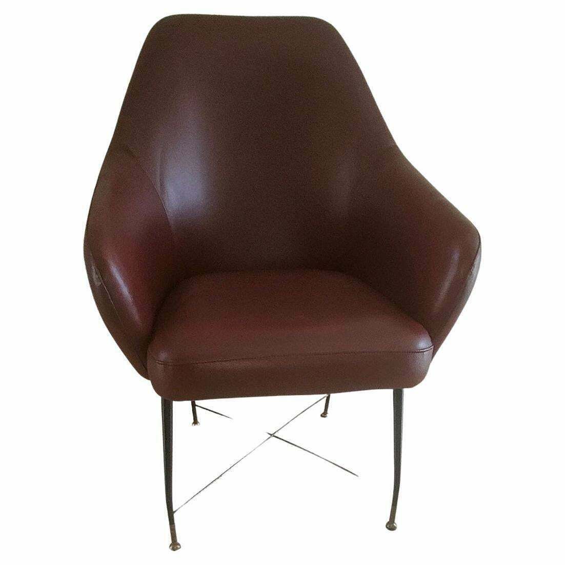 J.Cecyl Witty Armchair Brass Iron Skin 1950 Italy