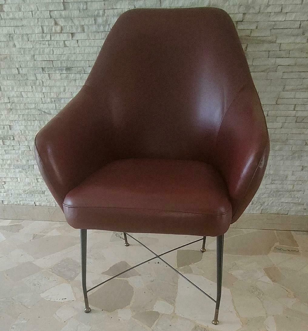 J.Cecyl Witty Armchair Brass Iron Skin 1950 Italy photo buy