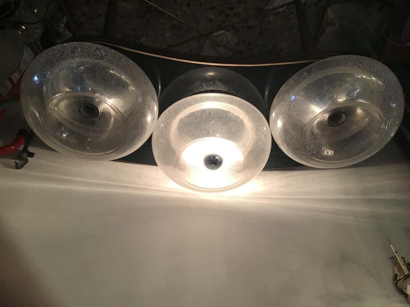 Mazzega Sconces / Ceilling Light Murano Glass Metal Crome 1960 Italy photo for sale