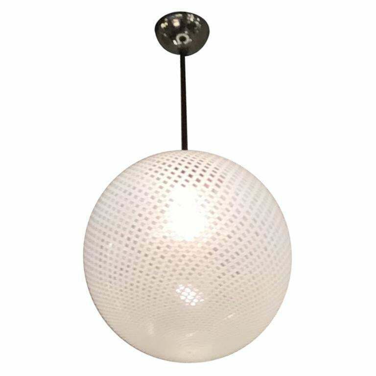 Venini Chandelier Filigrana Murano Glass Crome Italia 1930