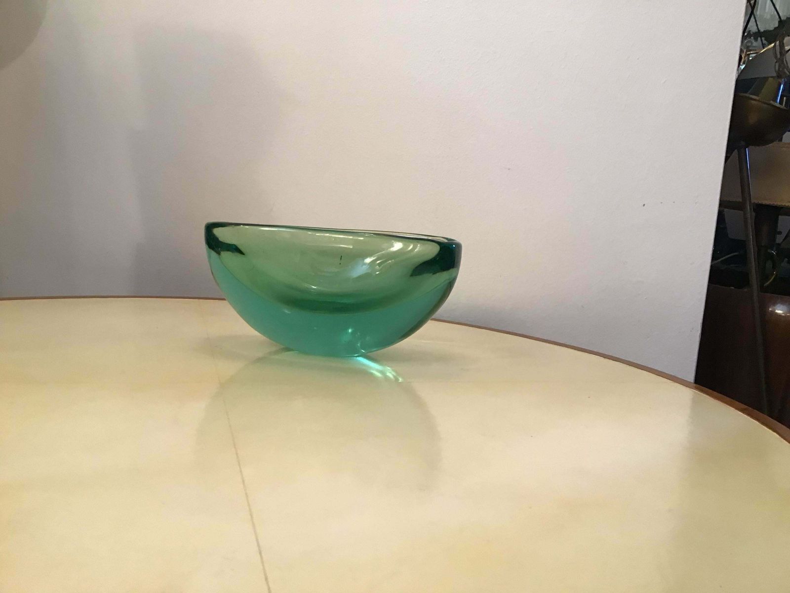 photo furniture Archimede Seguso Oval Bowl, Green Submerged Glass Centrepiece, 1950