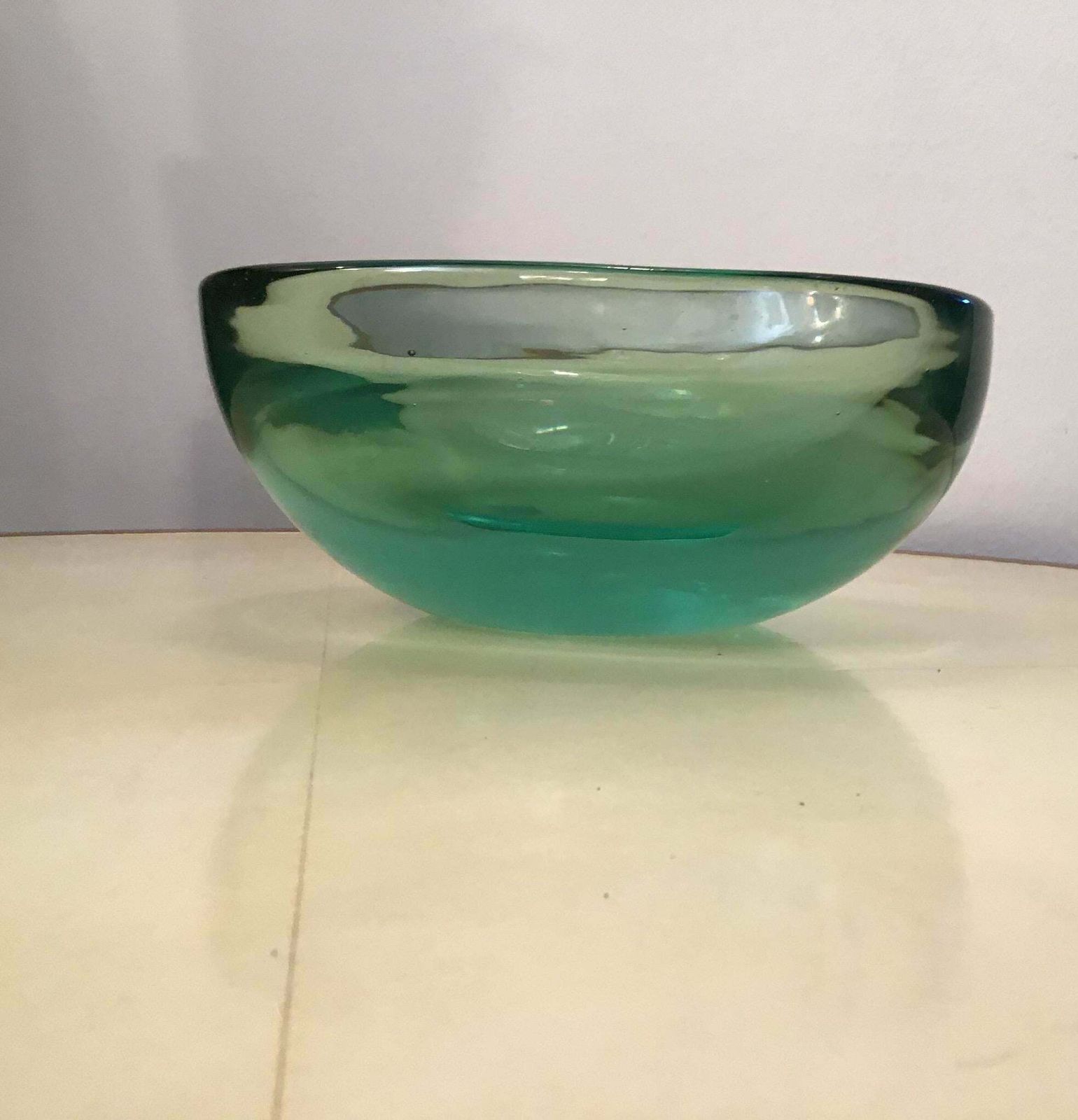 Archimede Seguso Glass Bowl Centrepiece Green Glass Submerged Murano, 1950 photo 2712.0