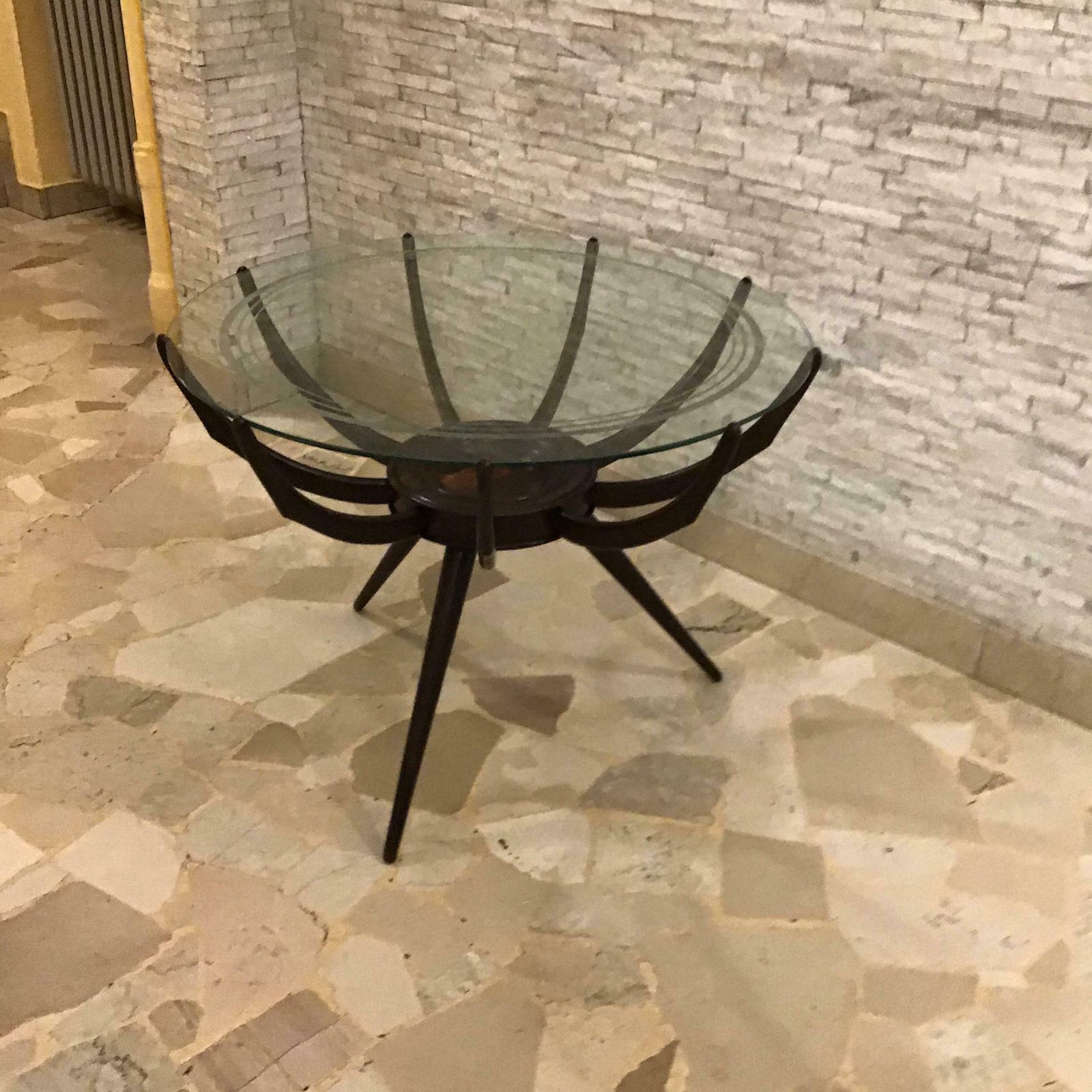 2170.0 Carlo De Carli Coffee Table Wood Glass 1950 Italy photo