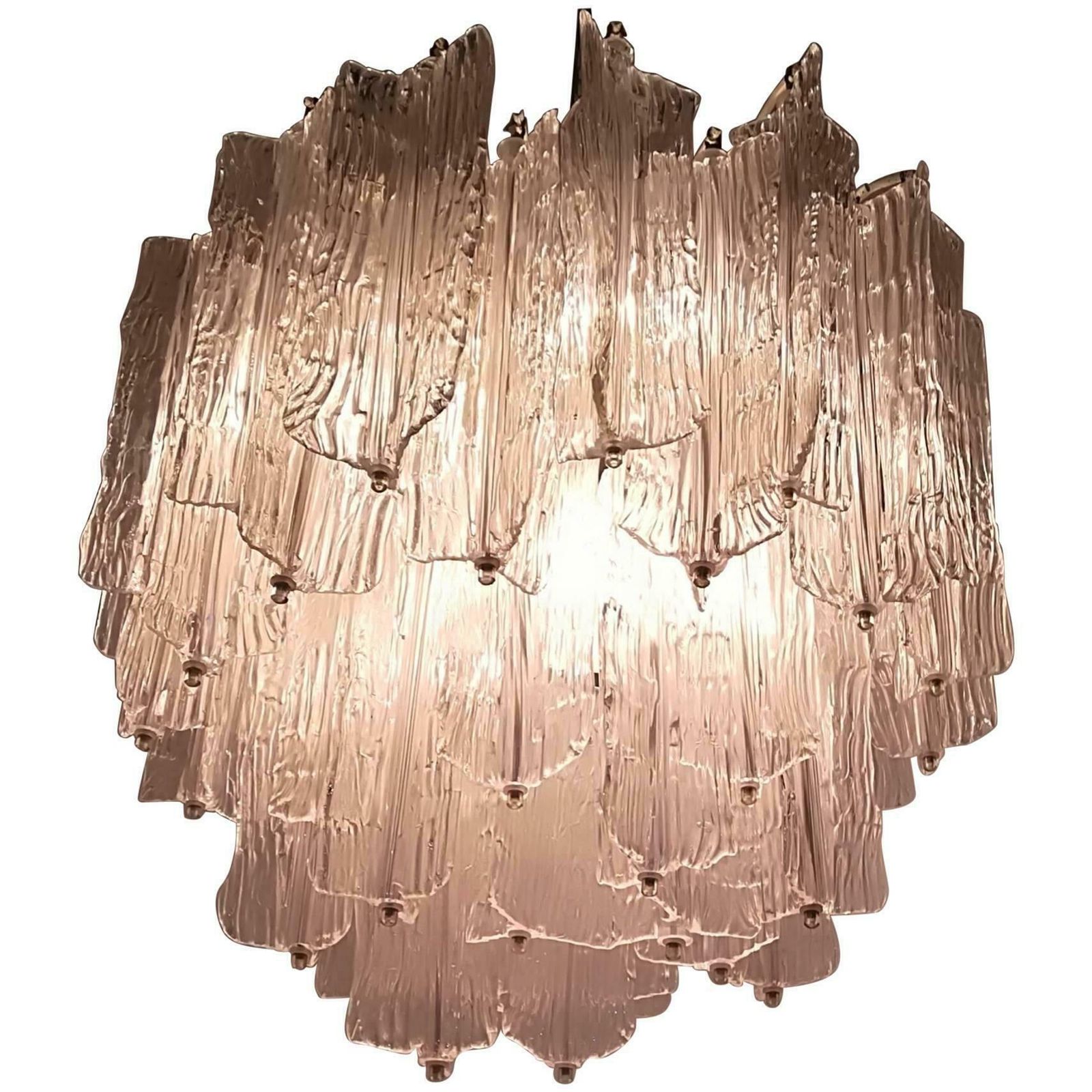 Chandelier Of Brass And Murano Glass Venini 1950.