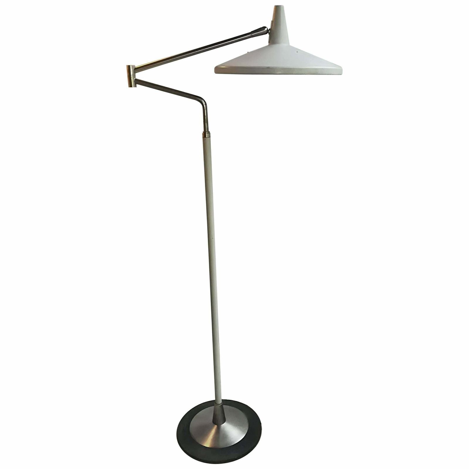 1950 Stilnovo Floor Lamp In Iron, Brass And Glass