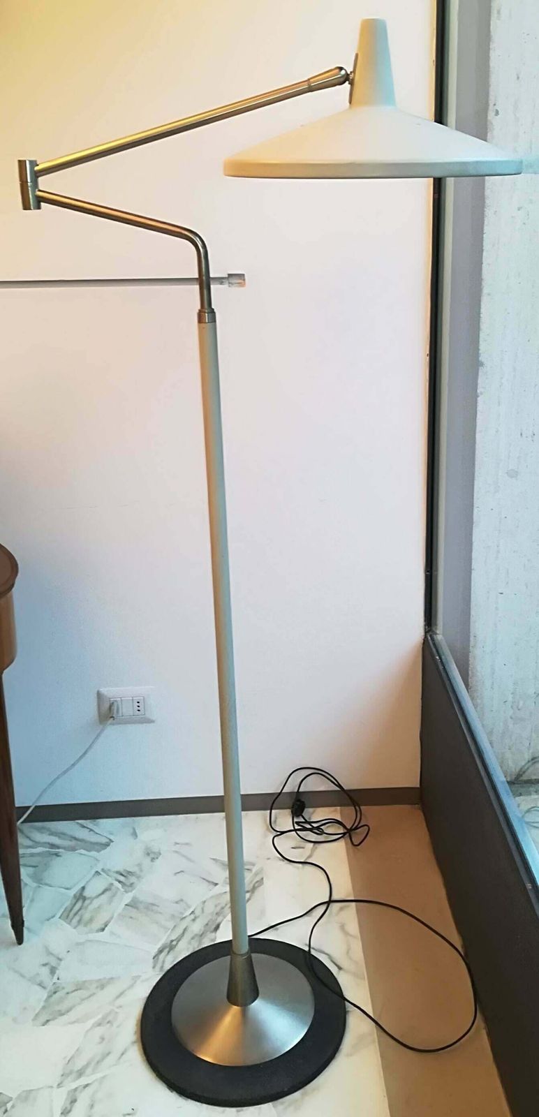 1950 Stilnovo Floor Lamp In Iron, Brass And Glass photo vintage