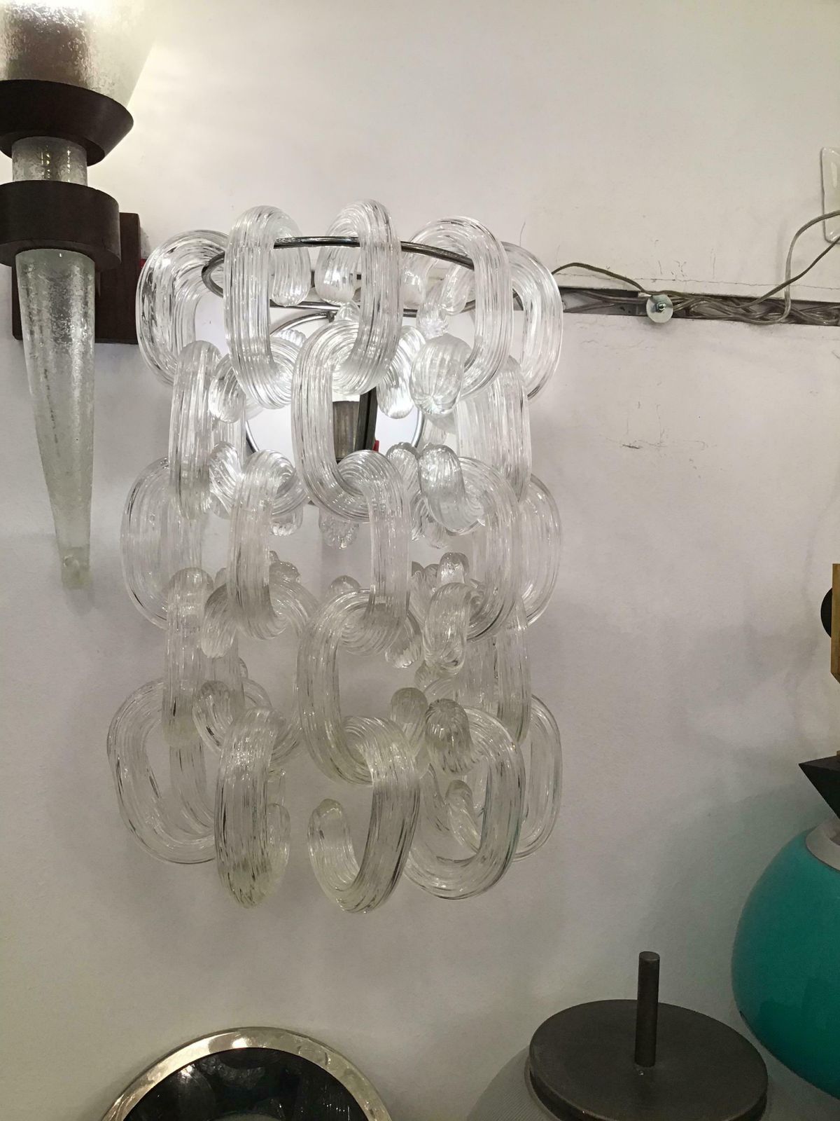 Giusto Toso Sconces Murano Glass Metal Crome, 1960, Italy photo buy