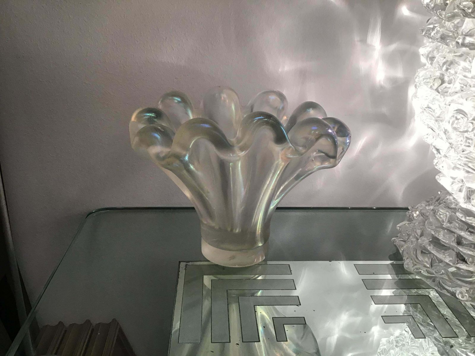 Home Decor Barovier E Toso Vase /Centrepiece Murano Iridescente Glass, 1940, Italy photo