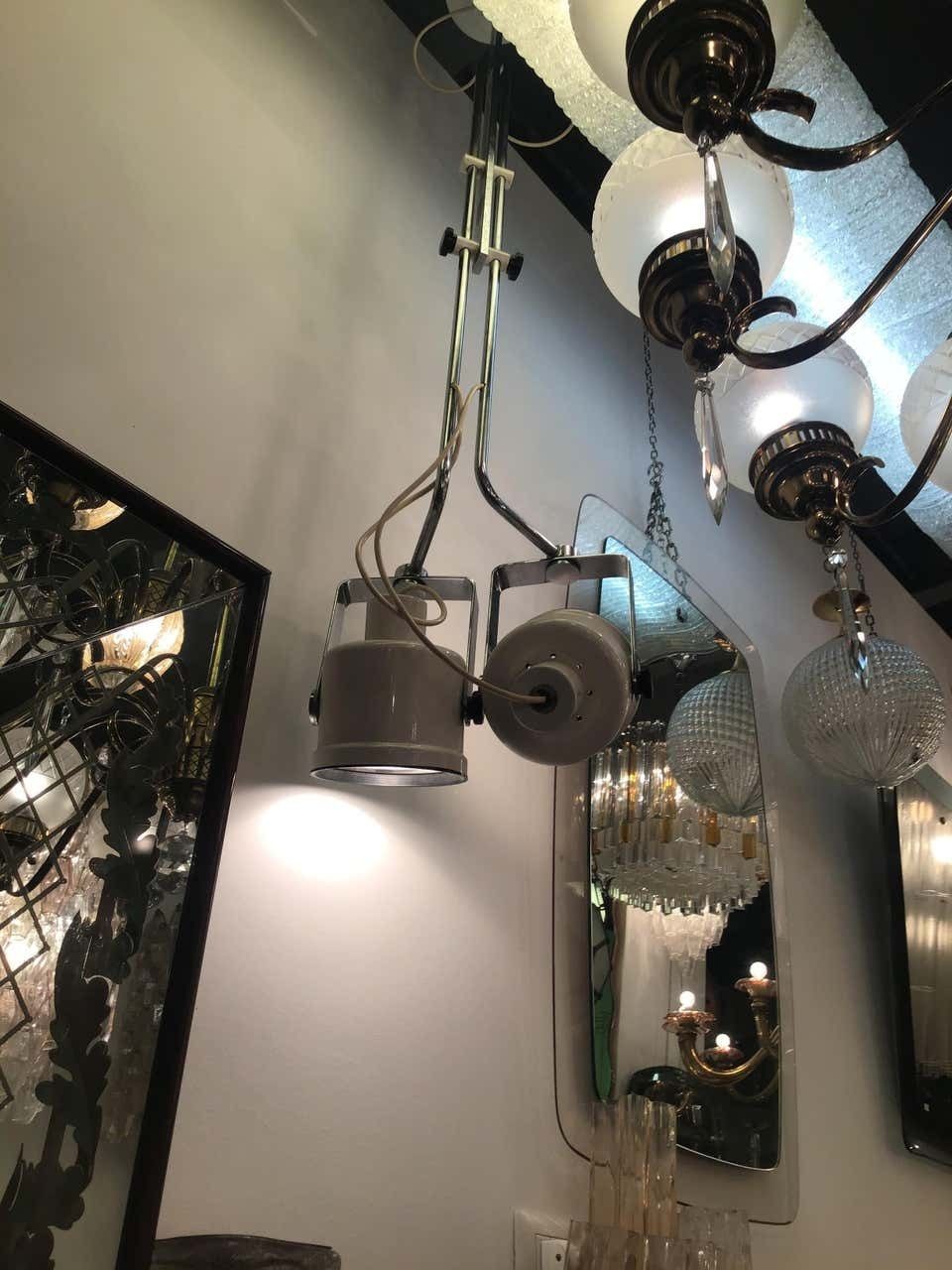 Gae Aulenti Chandelier Crome Metal Crome Glass, 1960, Italy photo for sale