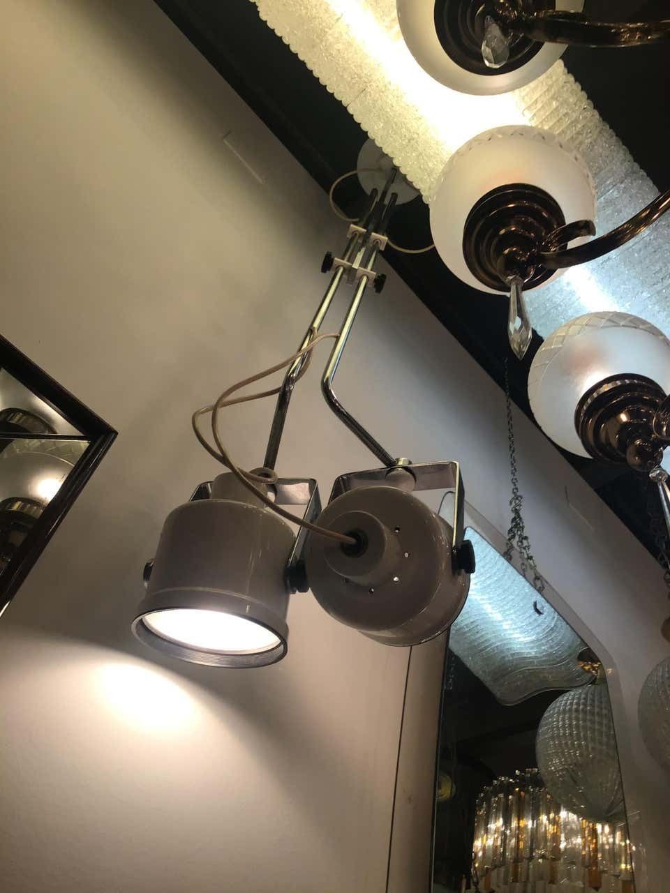Gae Aulenti Chandelier Crome Metal Crome Glass, 1960, Italy photo buy