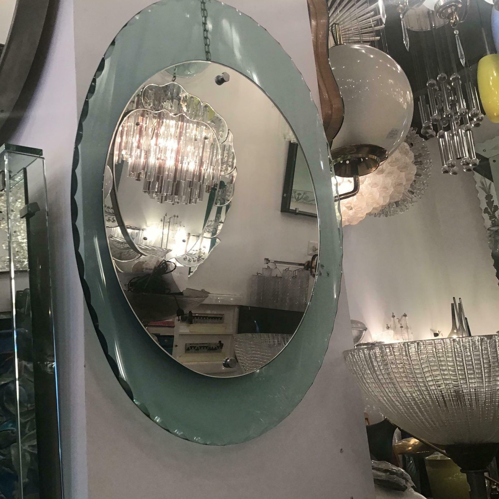 Home Decor Cristal Arte Mirror Glass Metal Crome Iron, 1950, Italy photo