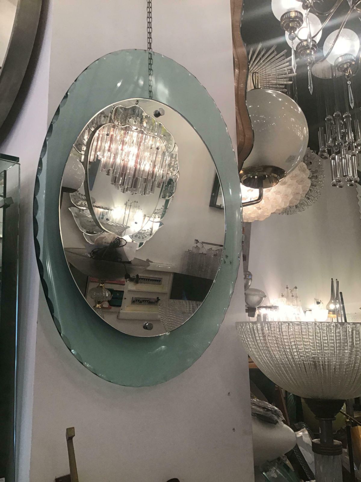 photo vinterior Cristal Arte Mirror Glass Metal Crome Iron, 1950, Italy