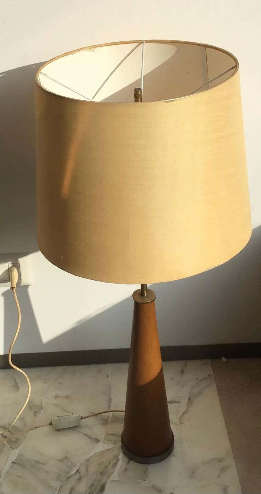 Stilnovo Style Table Lamp Metal Crome Skin Fabric Lampshade, 1950, Italy photo furniture