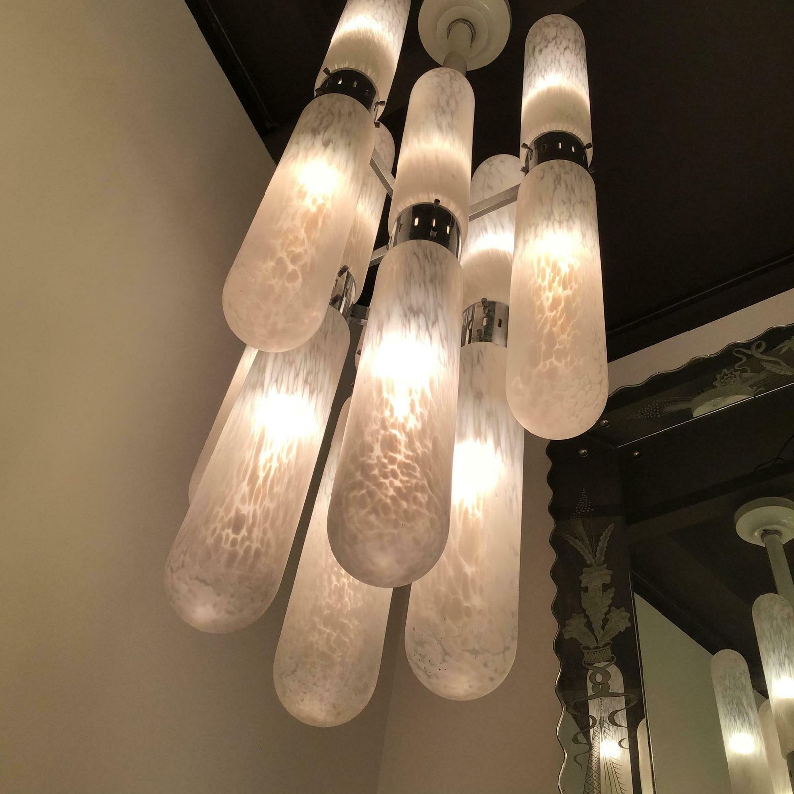 Mazzega By Aldo Nason Chandelier 16 Lights Murano Chrome Italian 1970 photo furniture