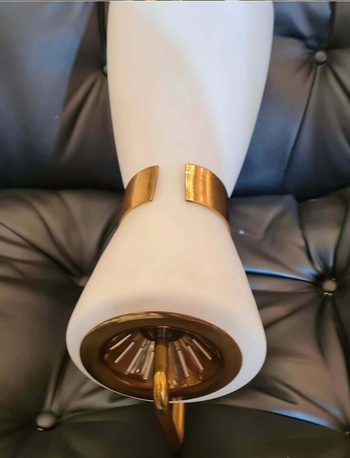 Stilnovo Sconce Brass Opaline Glass, 1950, Italy photo 3164.0