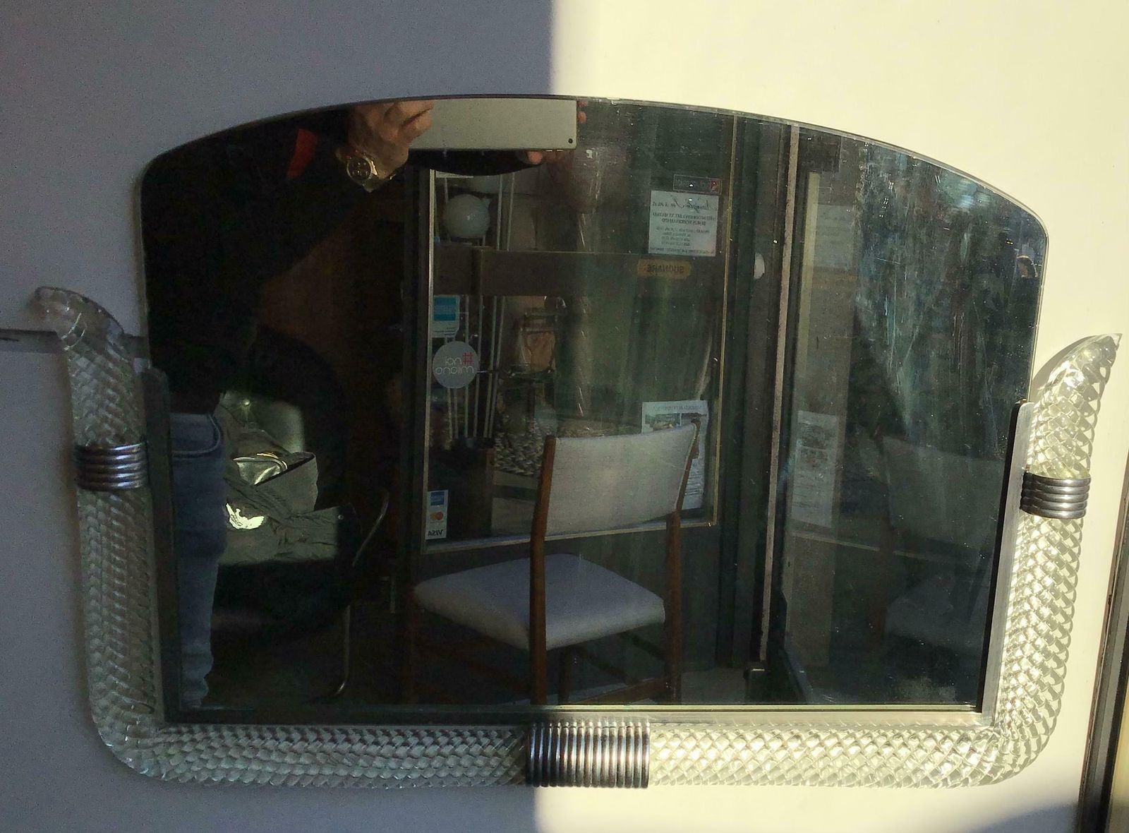 Venini Mirror 1940 Murano Glass Metal Crome, Italy photo vinterior