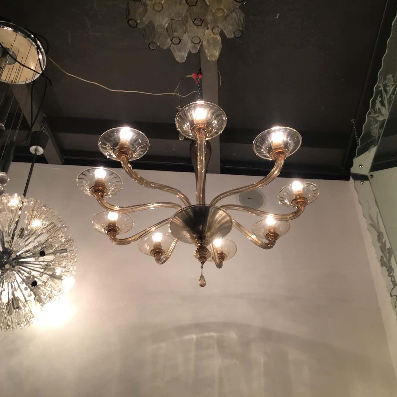 6781.0 Venini Chandelier Murano Glass Iron 1940 Italy photo