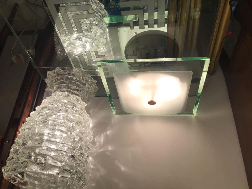 Fontana Arte “1990” Ceilling Light Brass Glass Aluminium 1960 Italy photo for sale