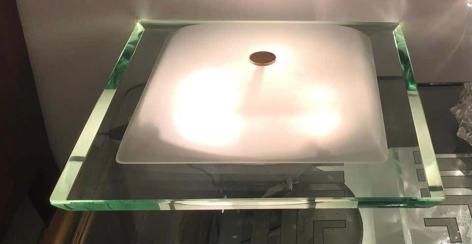 Fontana Arte “1990” Ceilling Light Brass Glass Aluminium 1960 Italy photo vinterior