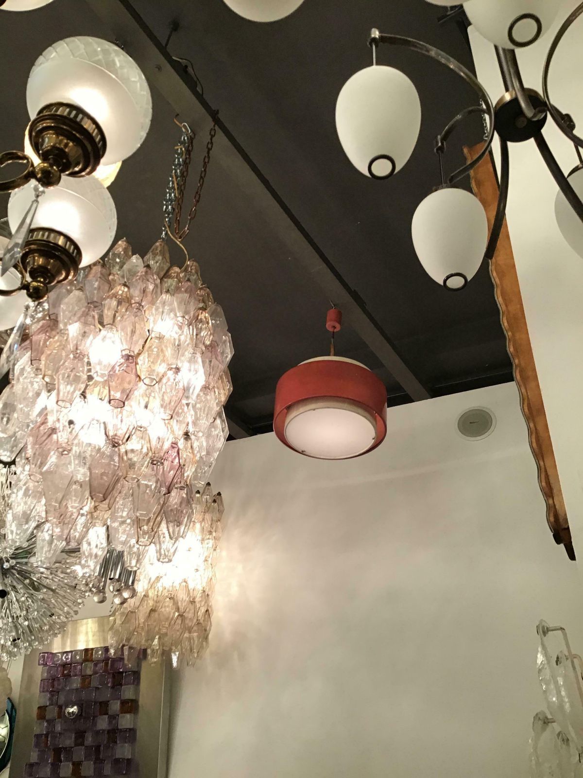 2260.0 Stilnovo Chandelier Painted Metal Glass, 1955, Italy photo