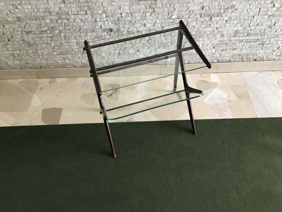 Ico Parisi Magazine Table Wood Brass, 1950, Italy photo vinterior