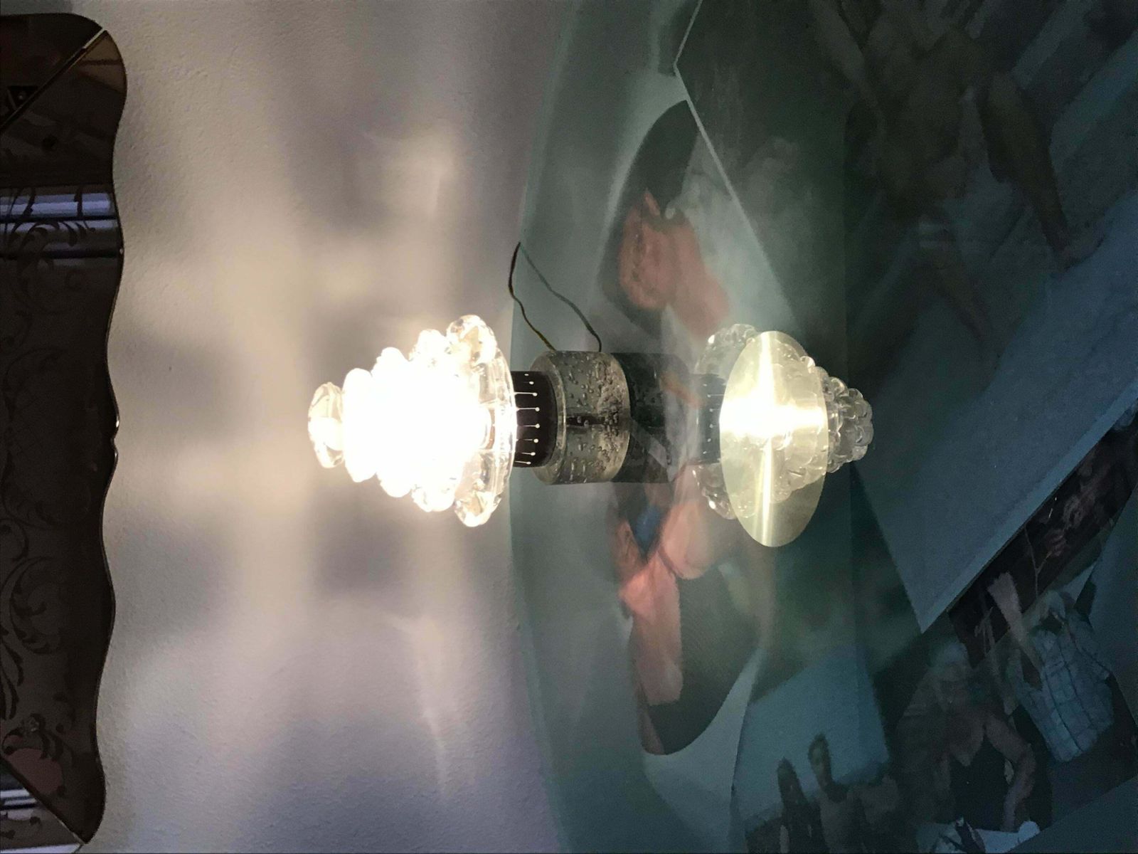 Barovier E Toso Table Lamp “Orecchiette” Murano Glass Metal Crome 1940 Italy photo buy