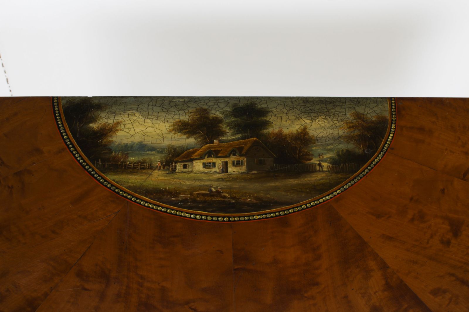 Antique Satinwood Hand Painted Demi Lune Console 19th Century photo for sale