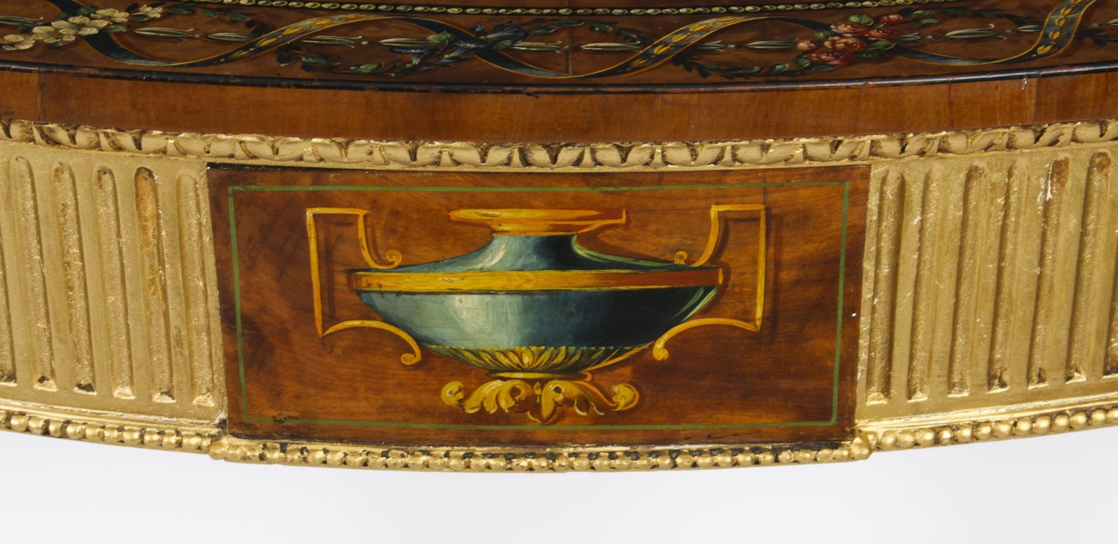 Antique Satinwood Hand Painted Demi Lune Console 19th Century photo buy
