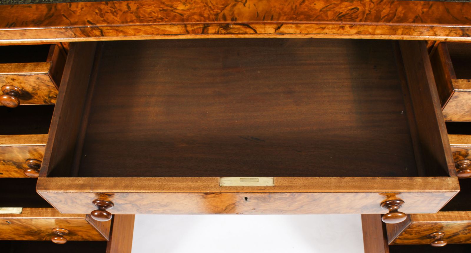 Victorian Burr Walnut Partners Pedestal Desk 19th C photo Furniture