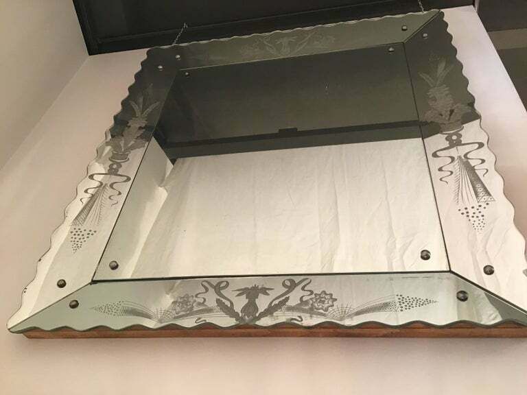 photo furniture Osvaldo Borsani Wall Mirror Wood Or Mirrored Glass With Drawings, 1940