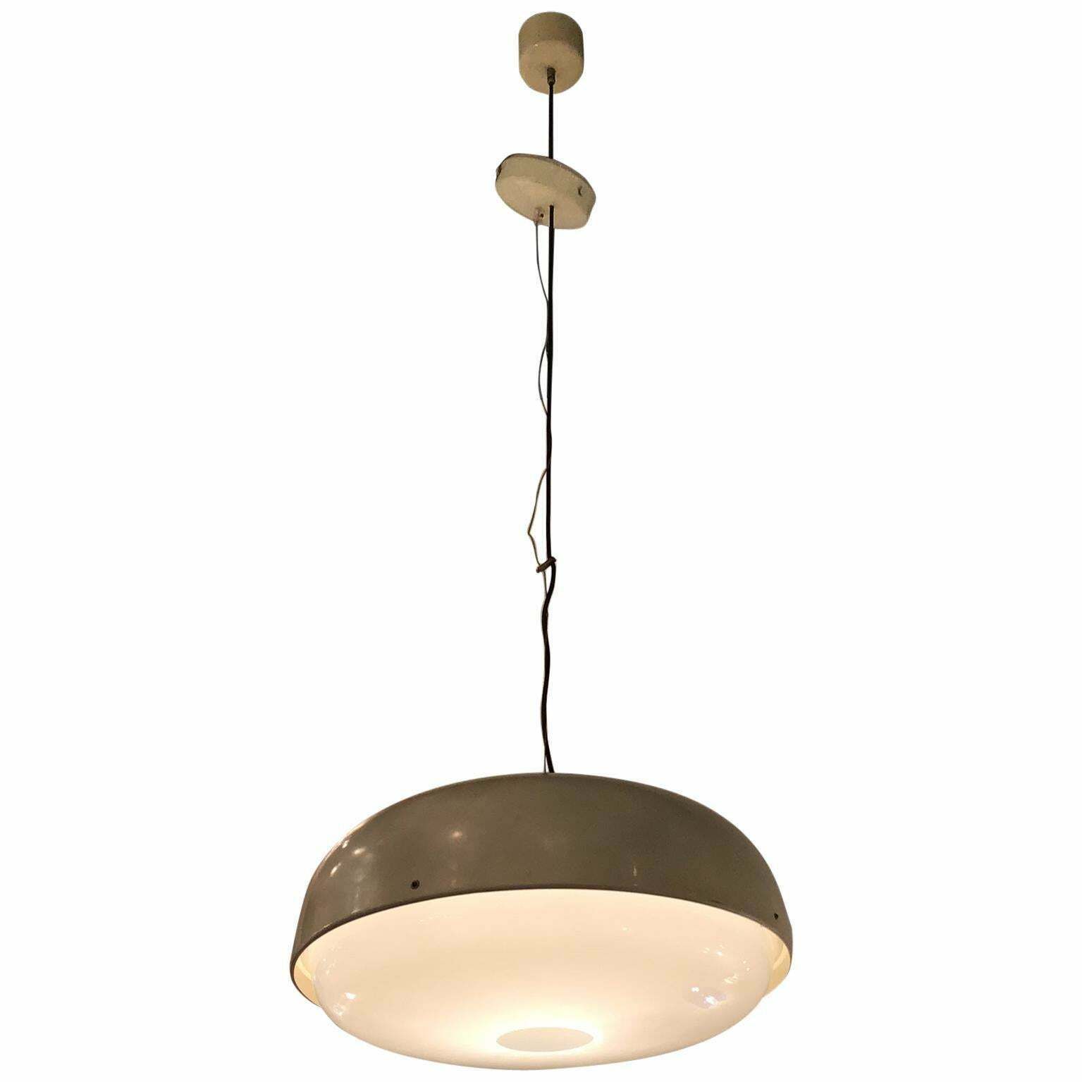 Stilnovo Style Chandelier Metal Plexiglas Brass Height Adjustable, 1960, Italy